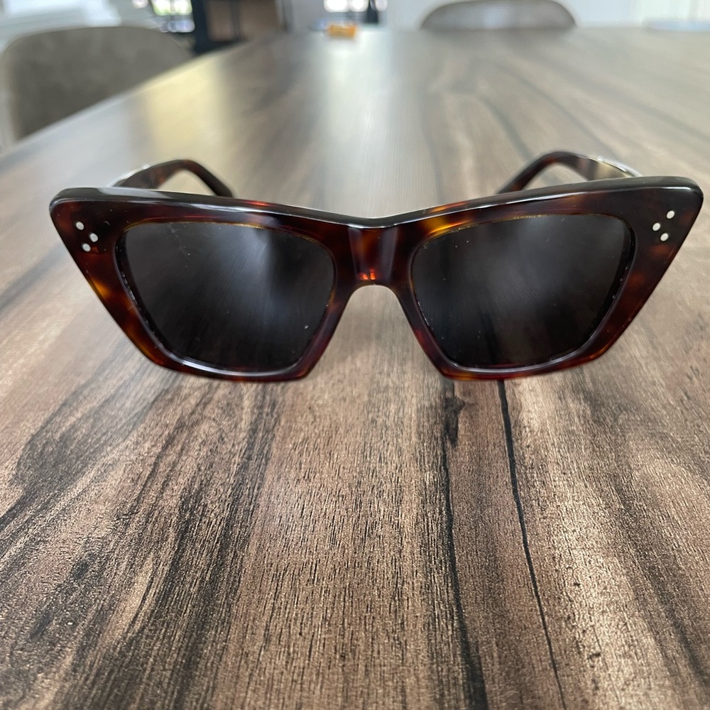 Celine 3 dot cat eye tortoise sunglasses